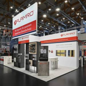 Flamro Brandschutz-Systeme GmbH Messestand umgesetzt von Rappenglitz